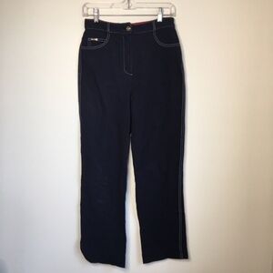 St. John High Waist Navy Pants Trousers Faux Denim Womens Size P US Size 0 2